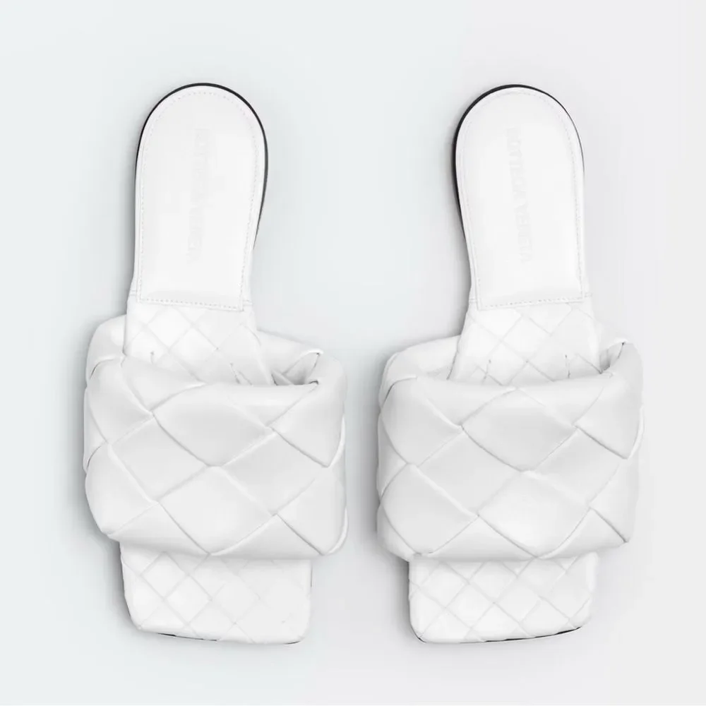 Bottega Veneta Lido flat slides in white